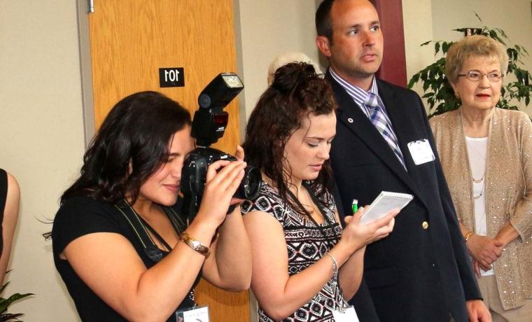 Kate Hawthorn and Shelby Hall taking photos