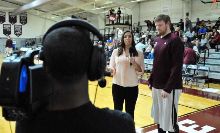 radio student interviews basketball player